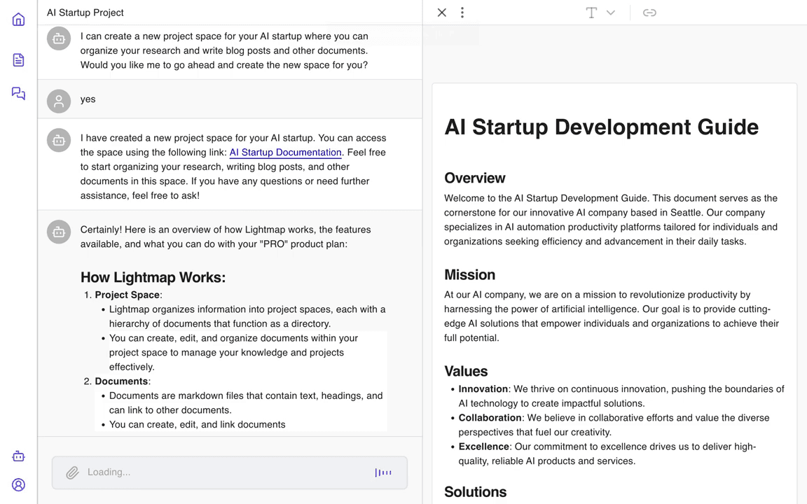 Lightmap demo showing AI document automation.
